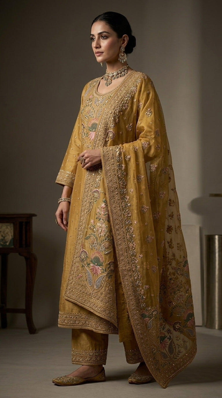 Customised Chanderi Embroidered set