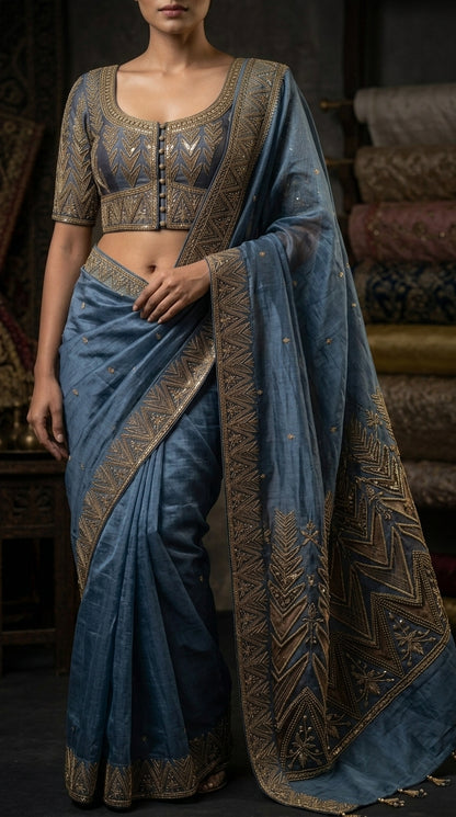 Formal Pure Silk embroidered Saree