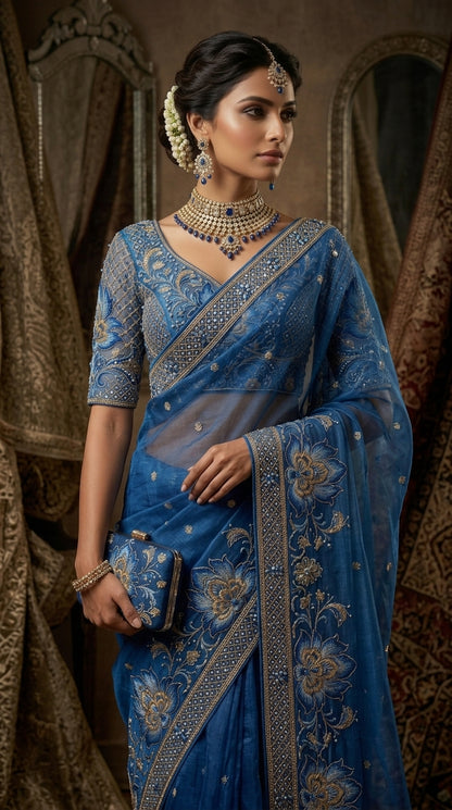Formal Pure Silk embroidered Saree