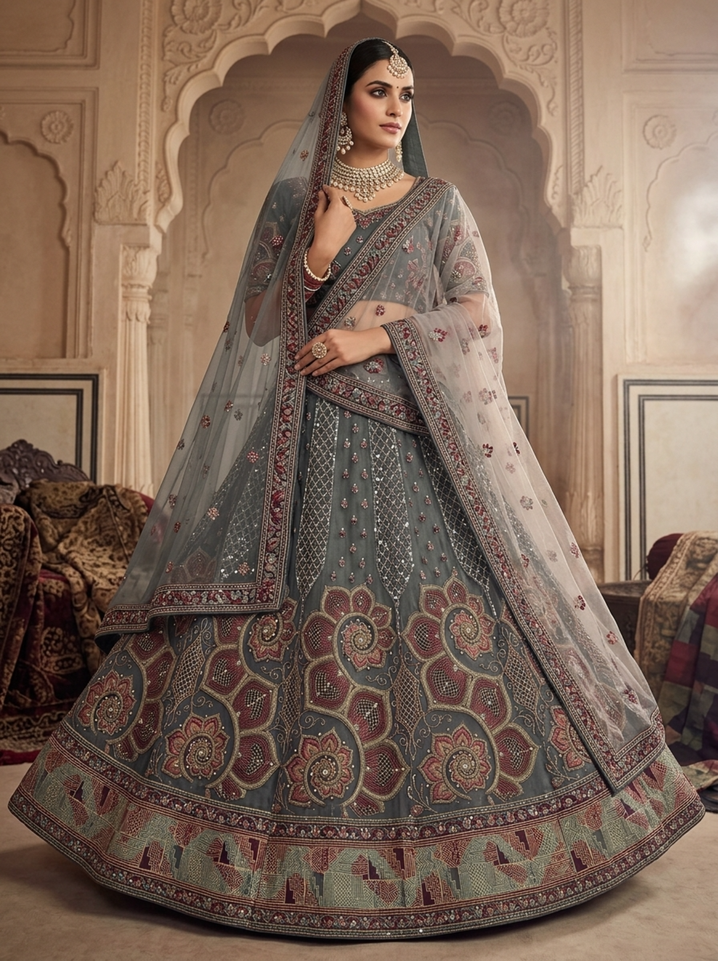 Formal embroidered Lehnga