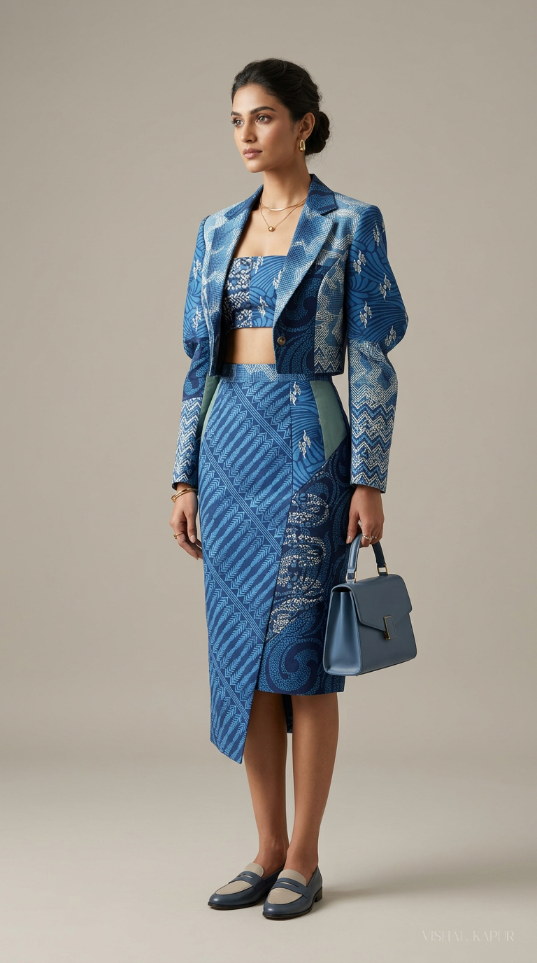 Customised Cotton indigo kurta set