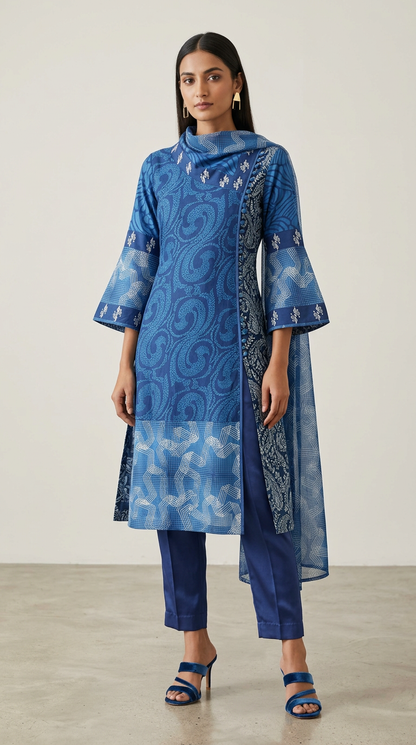 Customised indigo kurta set