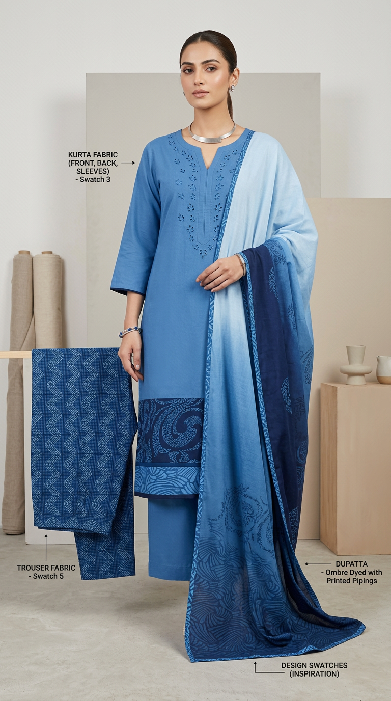 Customised Indigo suitset