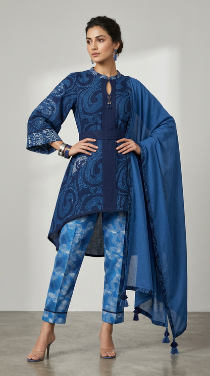 Customised indigo kurta set
