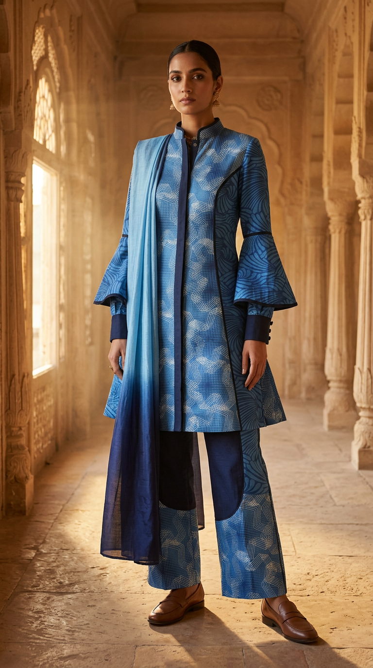 Customised indigo kurta set