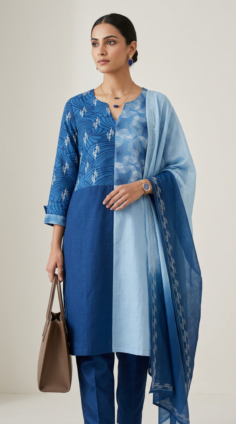 Customised indigo kurta set