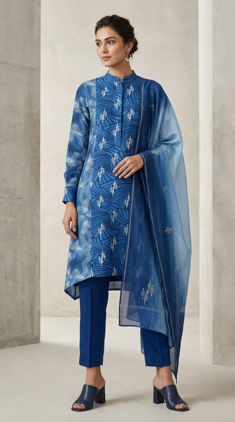 Customised indigo kurta set
