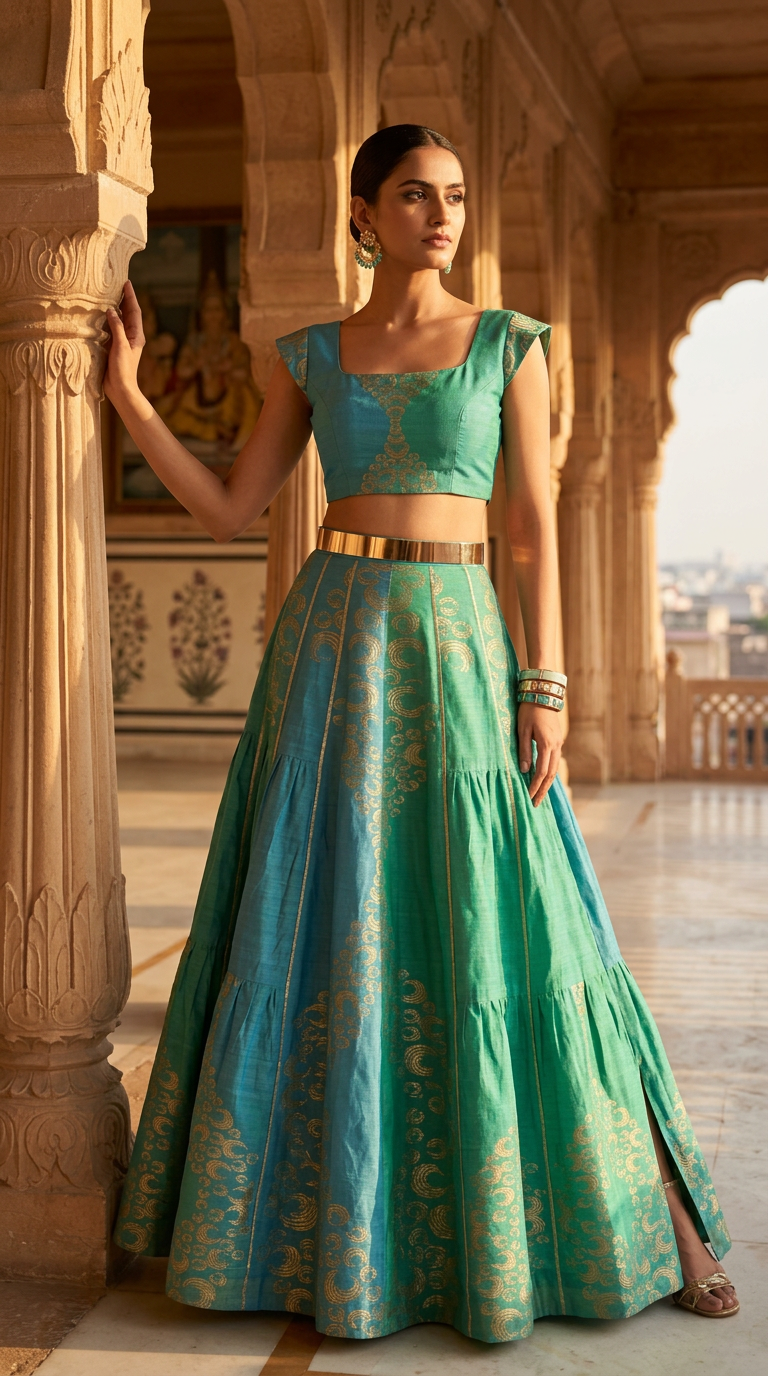 Customised Chanderi Anarkali set