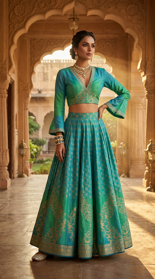Customised Chanderi Anarkali set