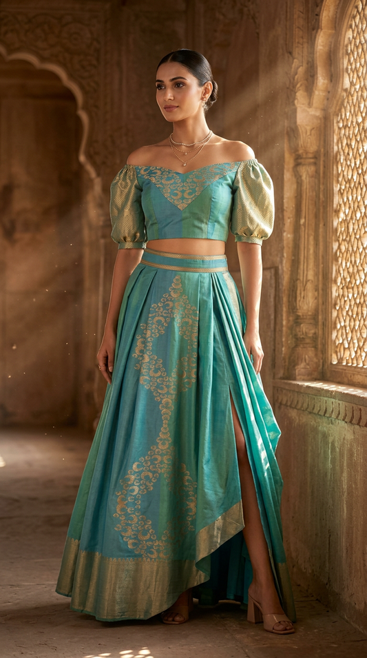 Customised Chanderi Anarkali set