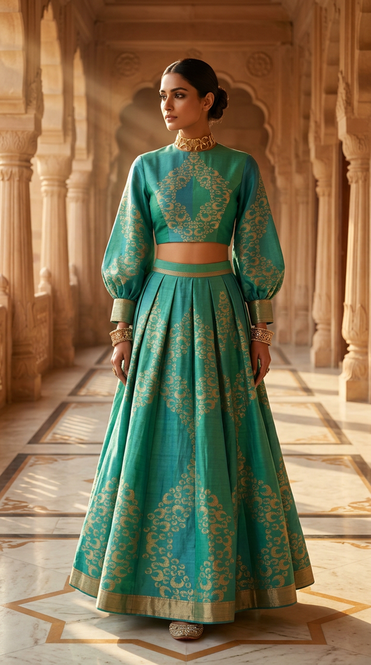 Customised Chanderi Anarkali set