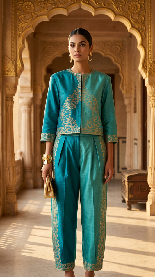 Customised Chanderi Anarkali set