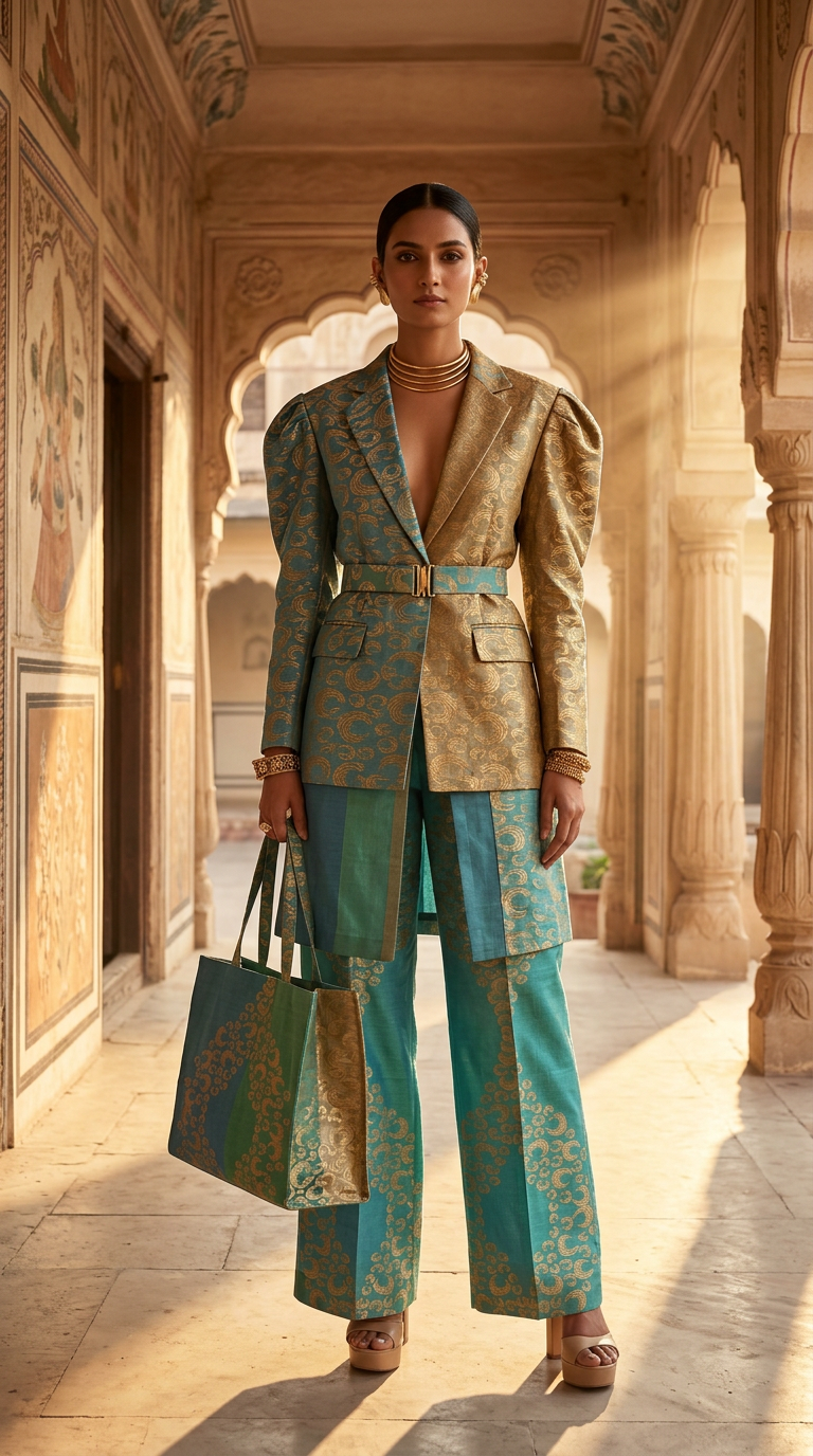 Customised Chanderi Anarkali set