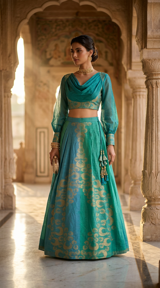 Customised Chanderi Anarkali set
