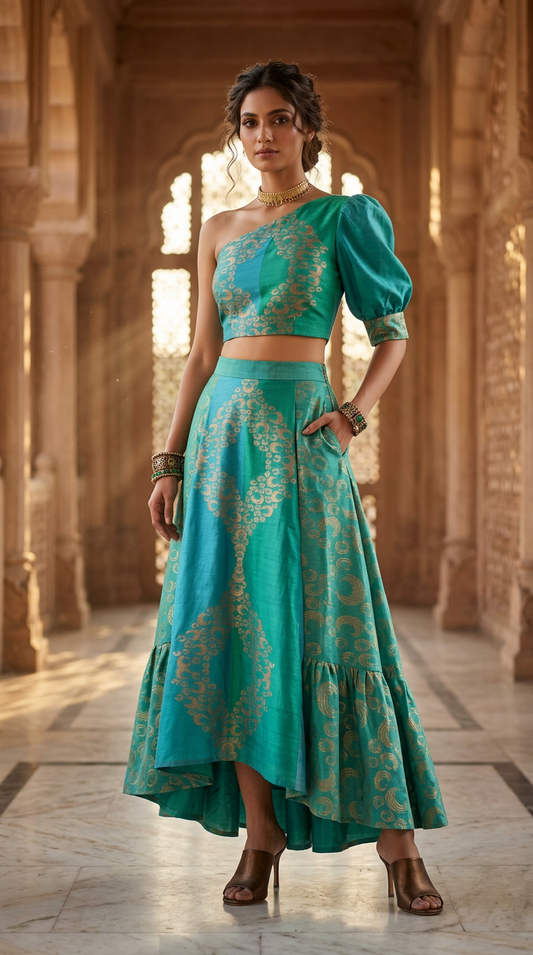 Customised Chanderi Anarkali set