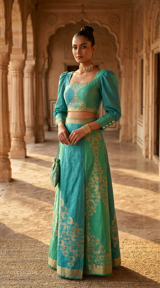 Customised Chanderi Anarkali set