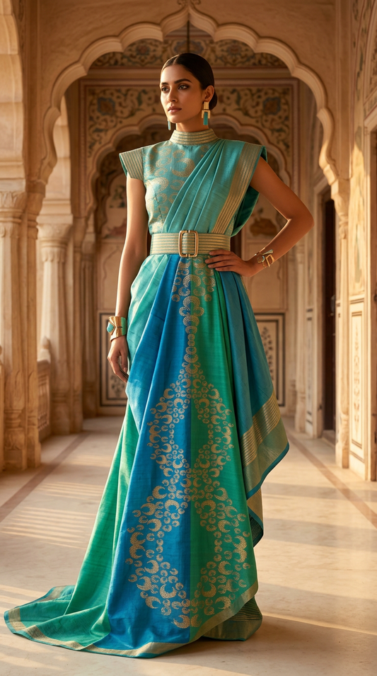 Customised Chanderi Anarkali set