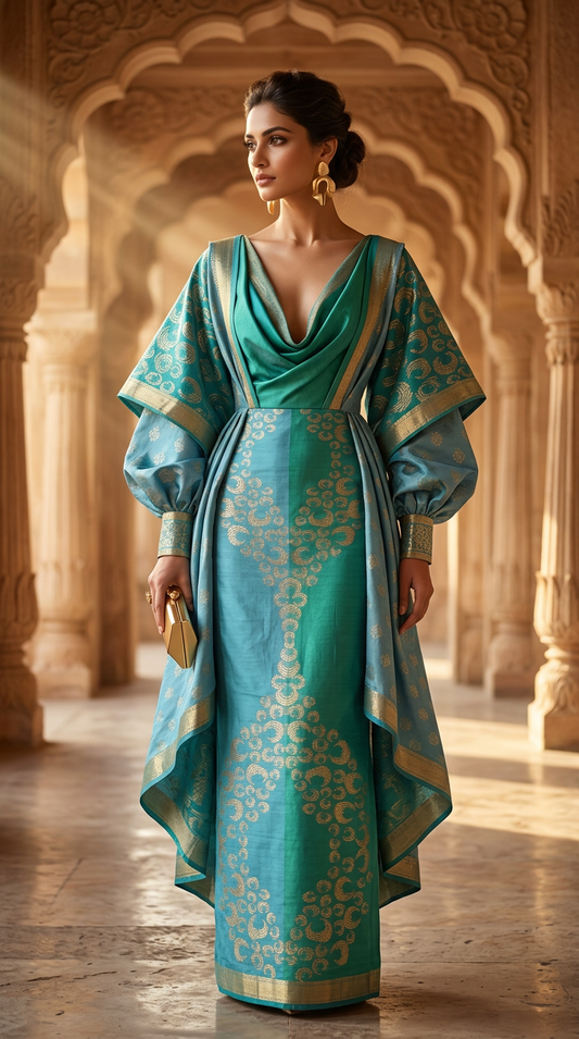 Customised Chanderi Anarkali set