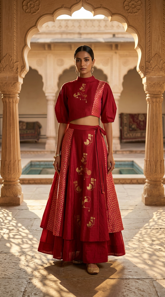 Customised Chanderi Anarkali set