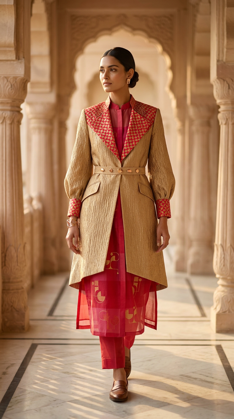 Customised Chanderi Anarkali set