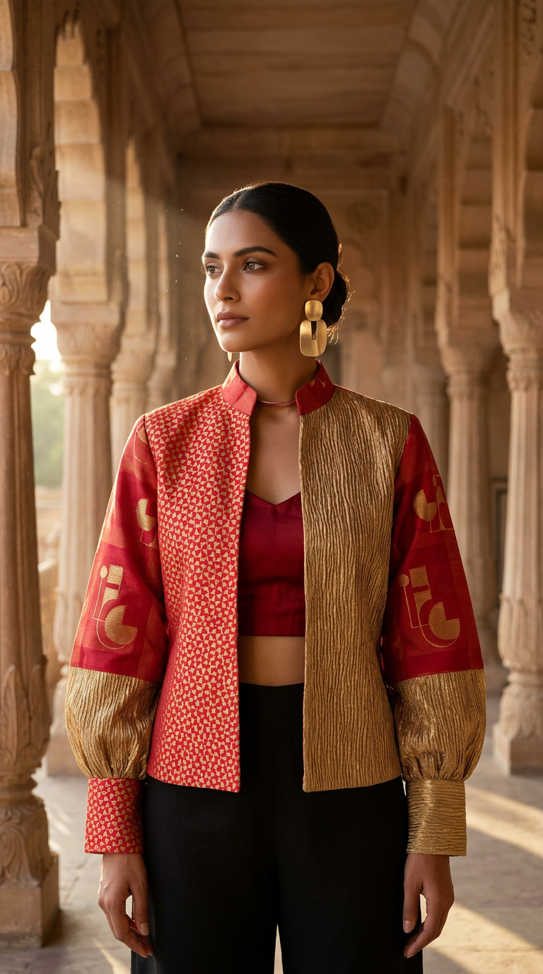 Customised Chanderi Anarkali set