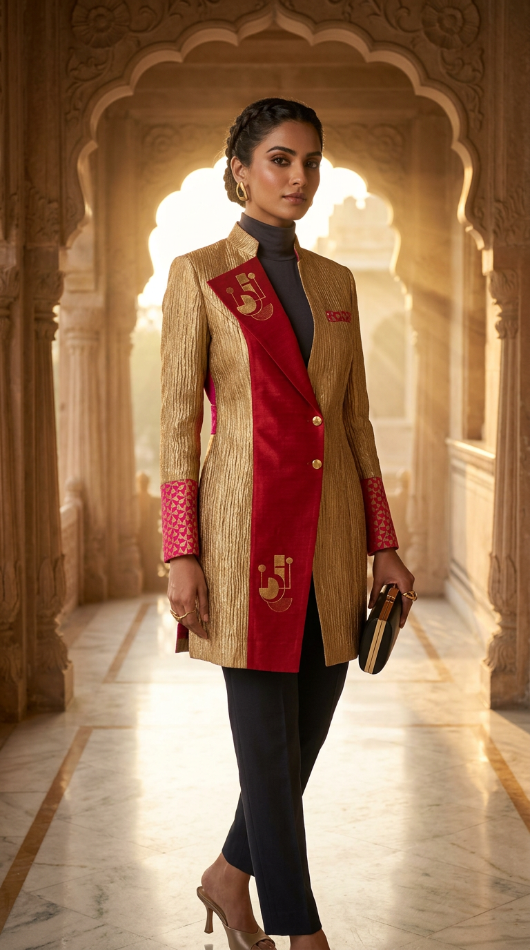 Customised Chanderi Anarkali set