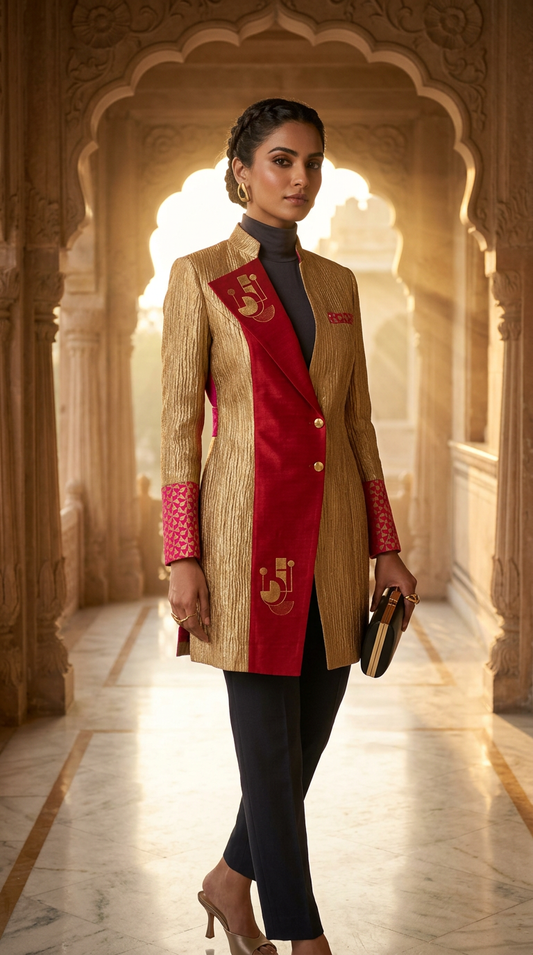 Customised Chanderi Anarkali set
