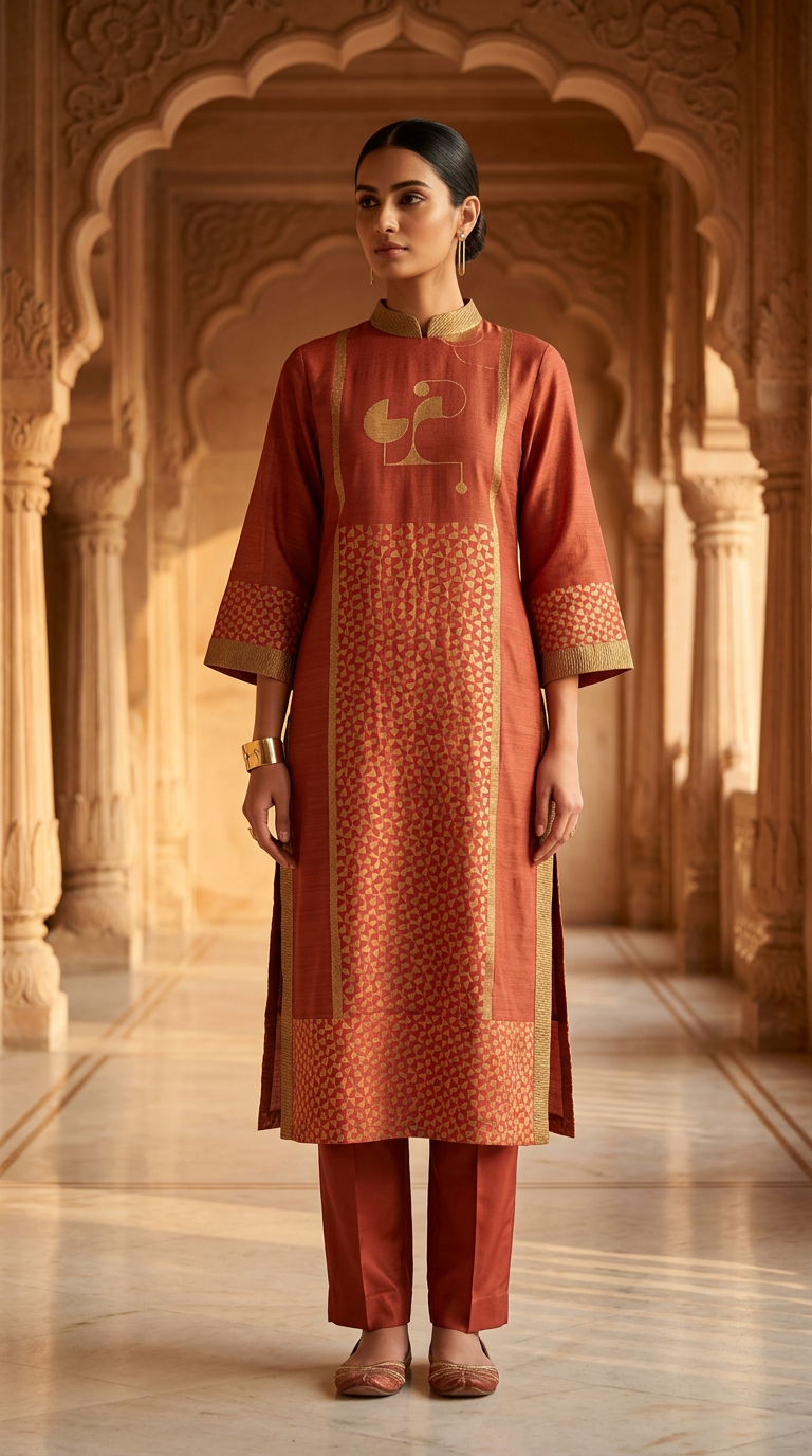 Customised Chanderi Anarkali set