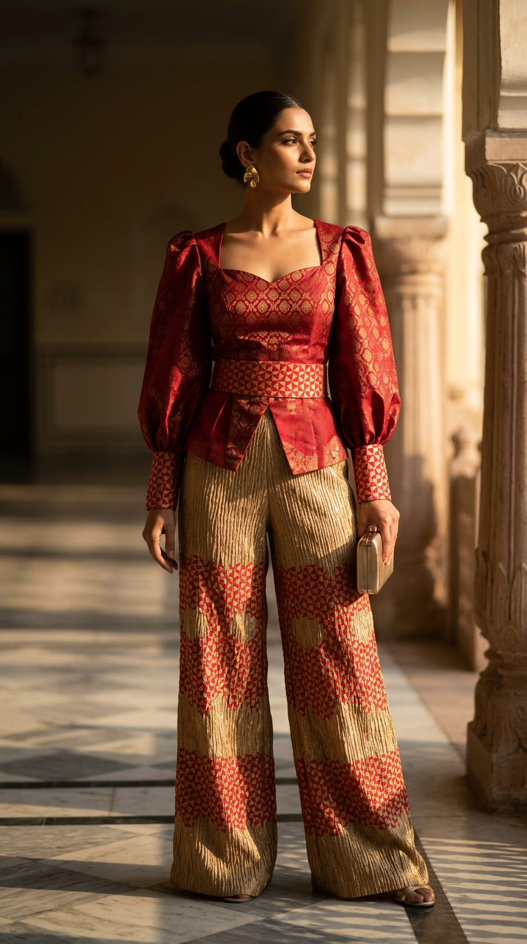 Customised Chanderi Anarkali set