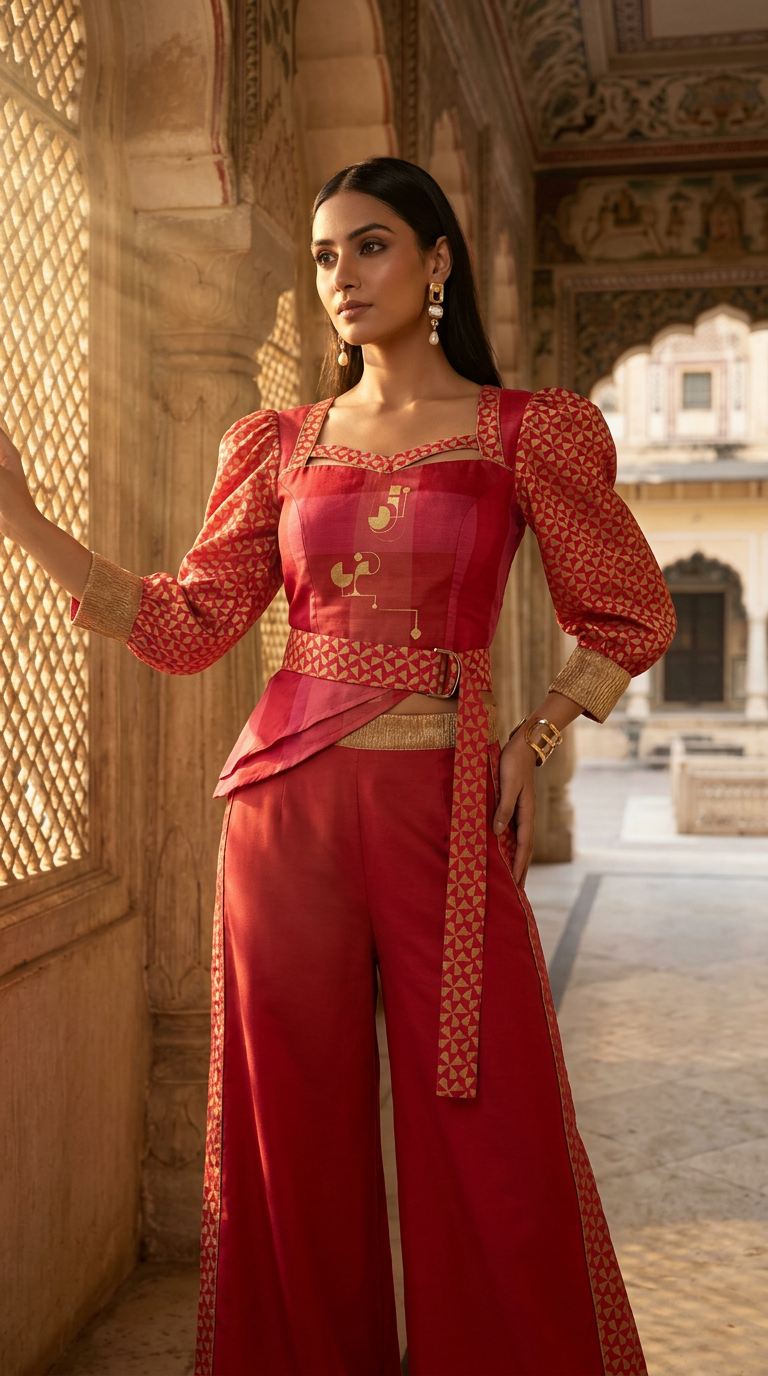 Customised Chanderi Anarkali set