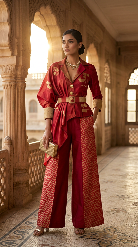 Customised Chanderi Anarkali set
