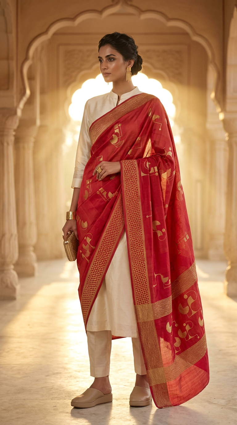 Customised Chanderi Anarkali set