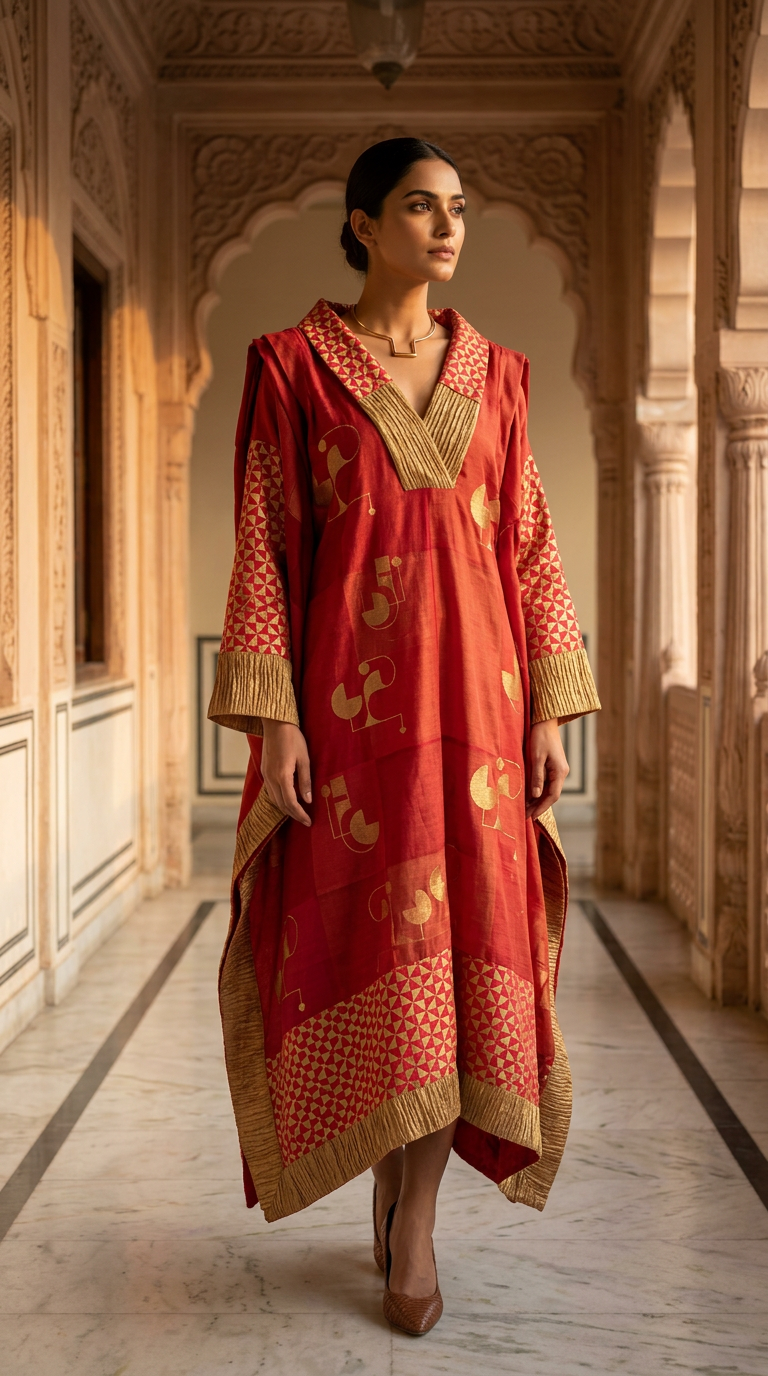 Customised Chanderi Anarkali set