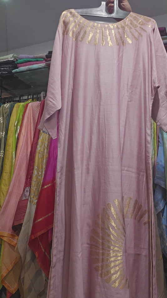 Stitched Chanderi Zariwoven long kurta