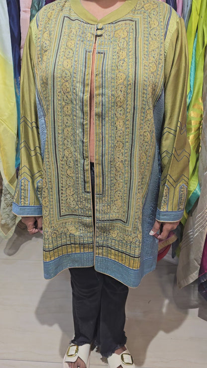 Formal Silk Ajrakh Short Jacket