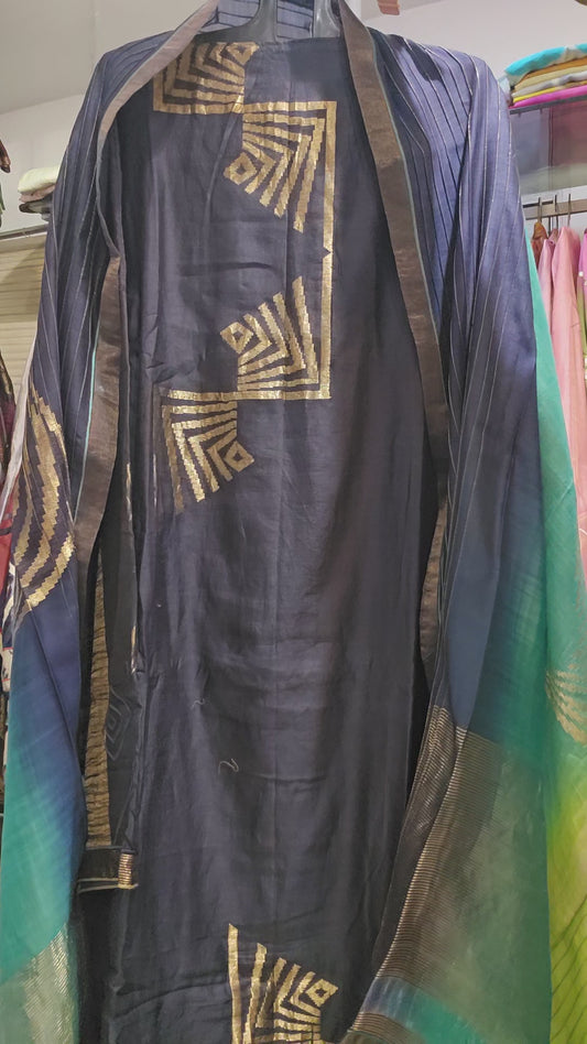 Semi Stitched Chanderi Formal Suitset