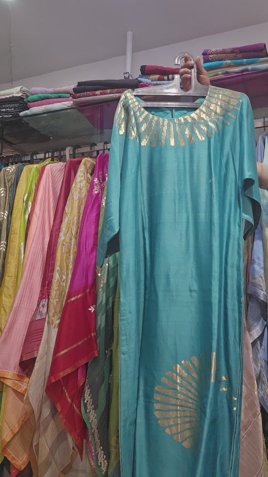 Stitched Chanderi Zariwoven long kurta