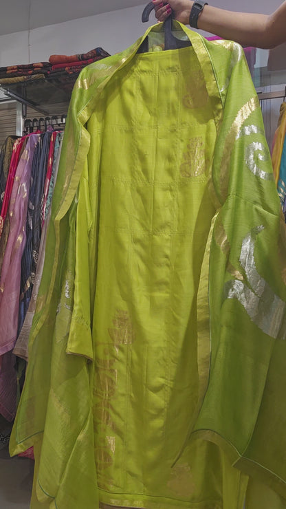 Semi Stitched Formal chanderi Suitset
