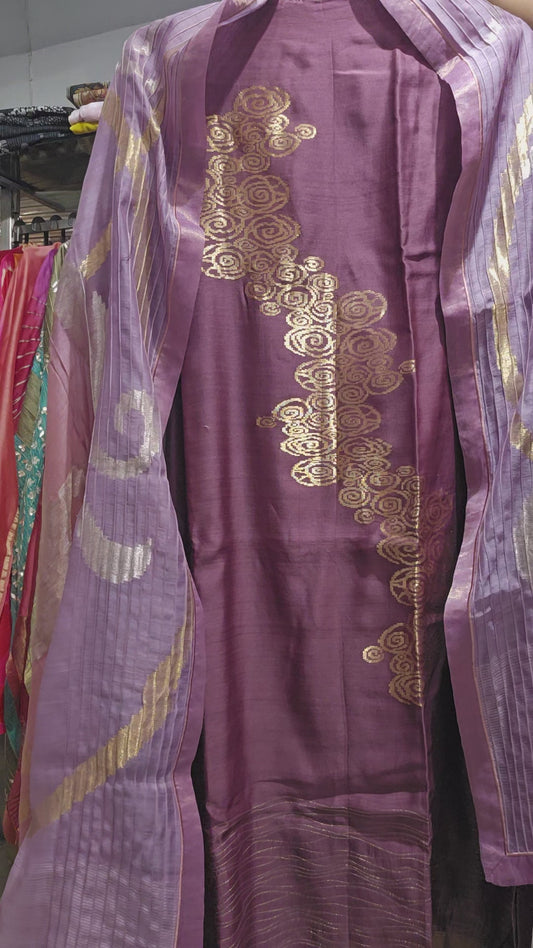 Semi Stitched Chanderi formal Suitset