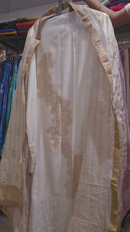 Semi Stitched Formal chanderi Suitset