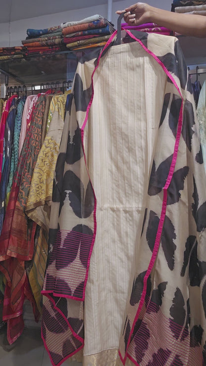Semi Stitched Formal chanderi Suitset
