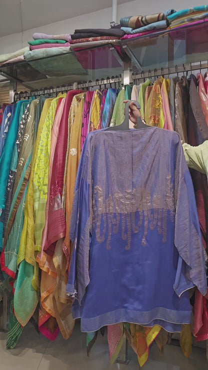 Semistitched Chanderi Zariwoven Short Tunic