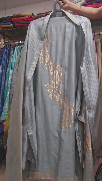 Semi Stitched Formal chanderi Suitset