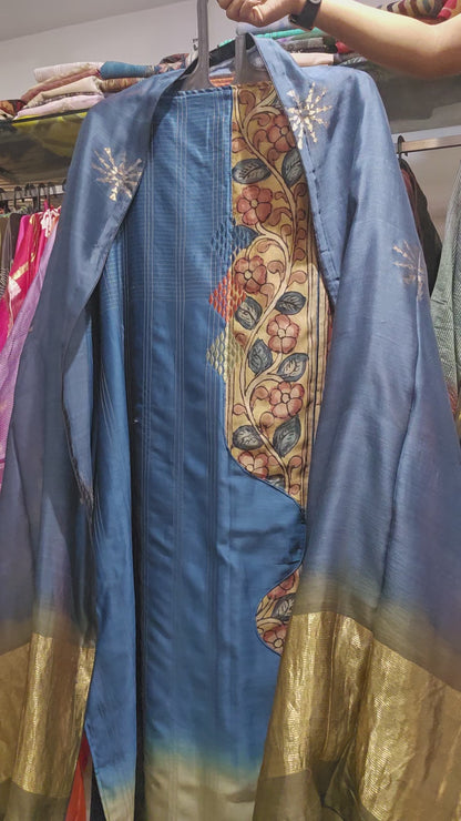 Semi Stitched Formal chanderi Suitset