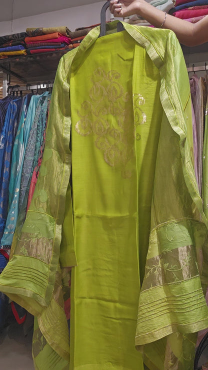 Semi Stitched Formal chanderi Suitset