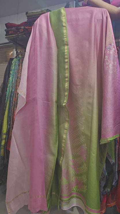 Semi Stitched Chanderi Casual Suitset