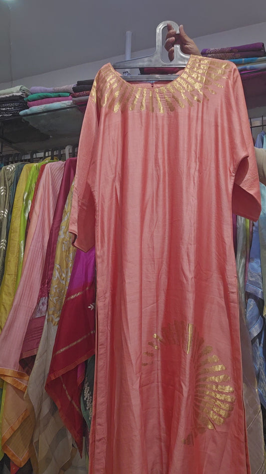 Stitched Chanderi Zariwoven long kurta