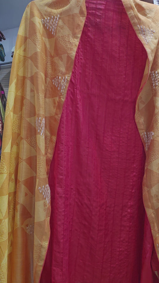 Semi Stitched Chanderi Formal Suitset