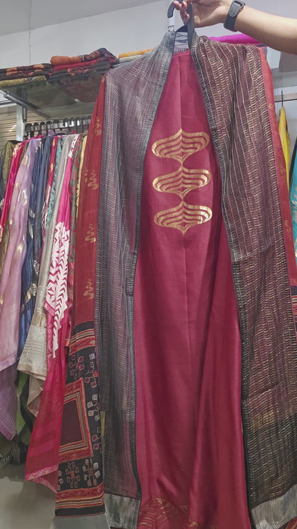 Semi Stitched Formal chanderi Suitset