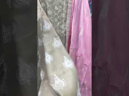 Semistitched Kota Silk With Chanderi Zari Woven Formal Suitset